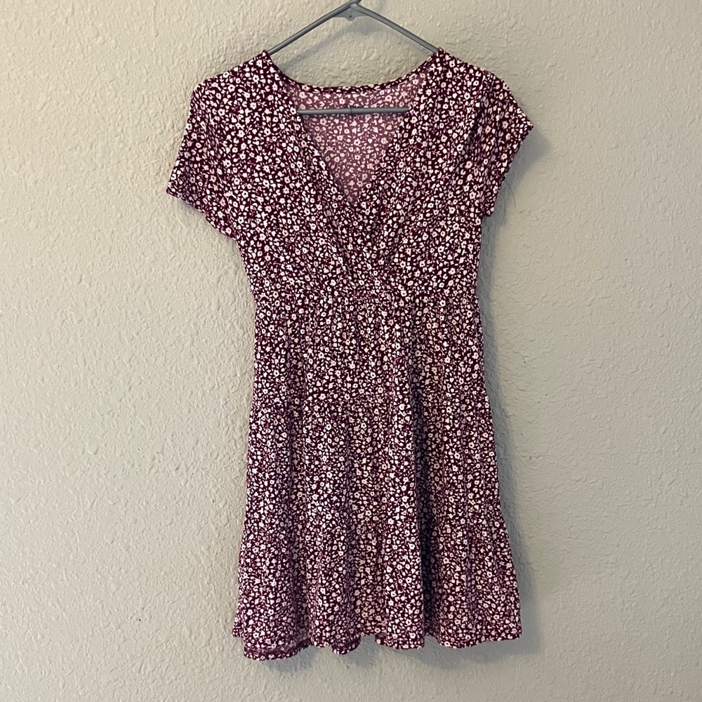 No Boundaries Burgundy Floral Mini Dress